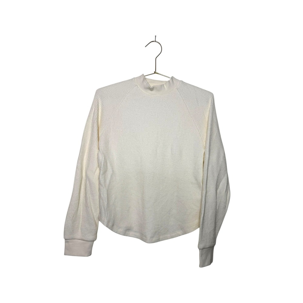 Madewell Waffle Knit Mock Neck Long Sleeve‎ Thermal Top Women S Preppy Boho